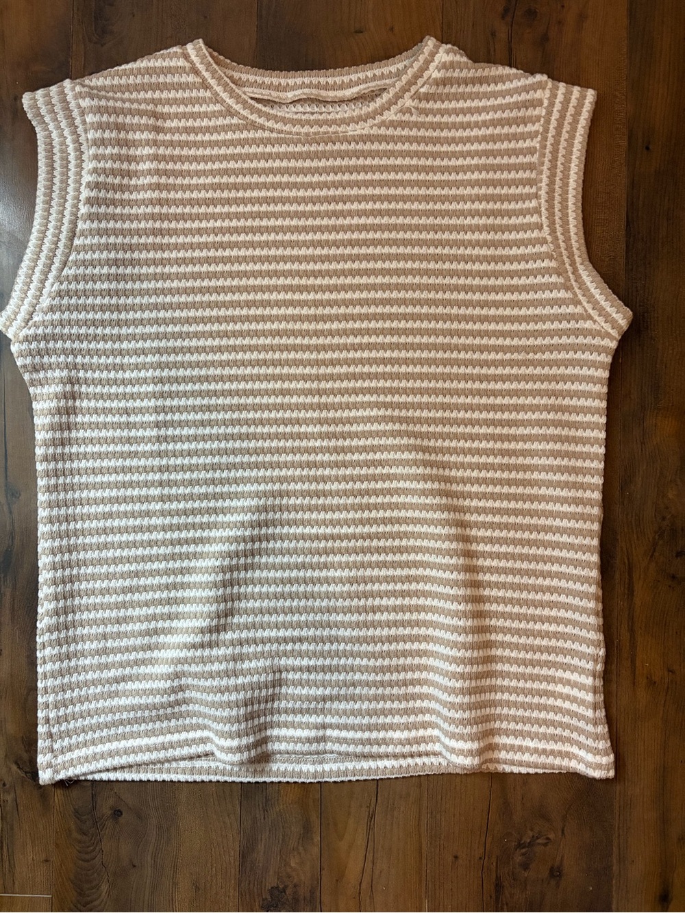 Sleeveless Striped Knit Top in Cream and White